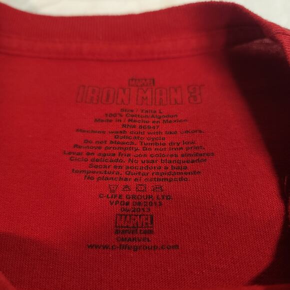 Marvel Iron Man 3 Graphic Delta Crew Neck Casual T Shirt Mens Size L Red - Picture 3 of 9